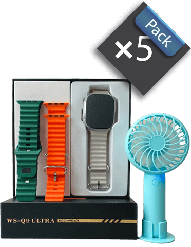 پک 5 تایی ساعت هوشمند کک ویر مدل WS-Q9 | دارای 2 بند و یک پنکه شارژی