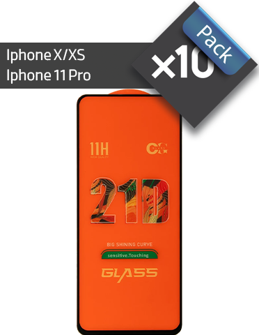 پک 10 عددی گلس گوشی اپل مناسب برای Iphone X/XS ،Iphone 11 Pro  فول چسب 21D