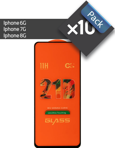 پک 10 عددی گلس گوشی اپل مناسب برای Iphone 6G /7G /8G فول چسب 21D