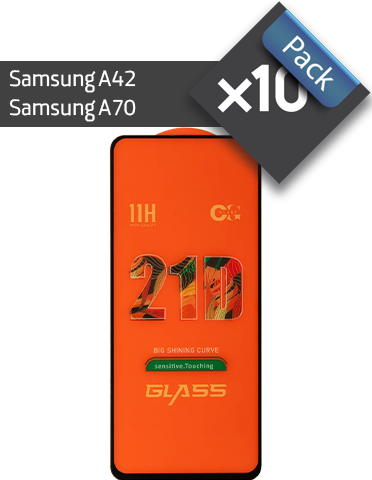 پک 10 عددی گلس گوشی سامسونگ مناسب برای A70،A42 فول چسب 21D