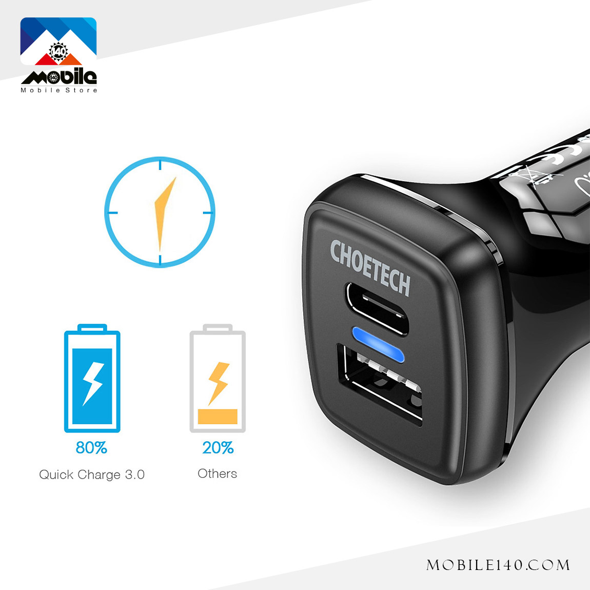 Choetech Fast Car Charger 36W 1