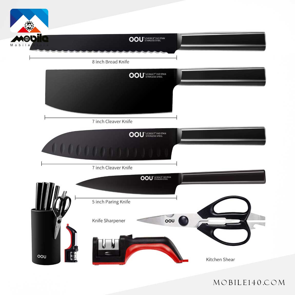 سرویس چاقوی آشپزخانه 7 پارچه شیائومی مدل OOU Knife 1