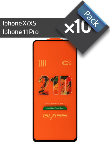 پک 10 عددی گلس گوشی اپل مناسب برای Iphone X/XS ،Iphone 11 Pro  فول چسب 21D