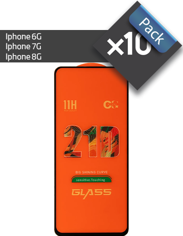پک 10 عددی گلس گوشی اپل مناسب برای Iphone 6G /7G /8G فول چسب 21D