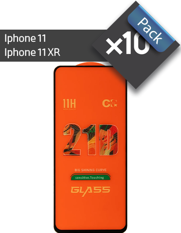 پک 10 عددی گلس گوشی اپل مناسب برای Iphone 11/xr فول چسب 21D