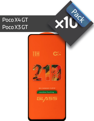 پک 10 عددی گلس گوشی شیائومی مناسب برای Poco X3 GT ،Poco X4 GT فول چسب 21D