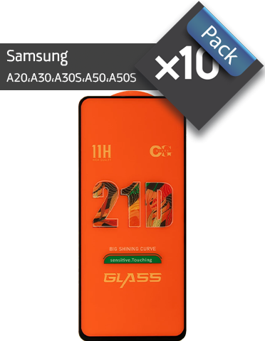 پک 10 عددی گلس گوشی سامسونگ مناسب برای A20،A30،A30S،A50،A50S فول چسب 21D
