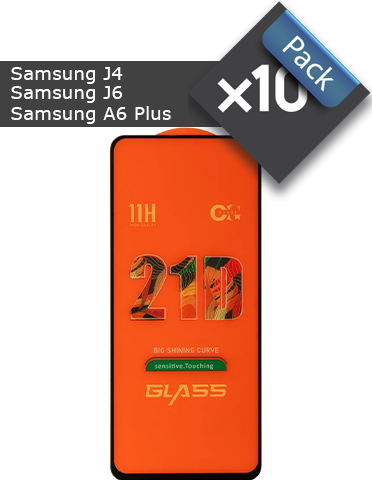 پک 10 عددی گلس گوشی سامسونگ مناسب برای J4، J6، A6 PLUS فول چسب 21D