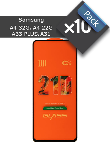 پک 10 عددی گلس گوشی سامسونگ مناسب برای A31، A32 4G، A22 4G، A33 فول چسب 21D