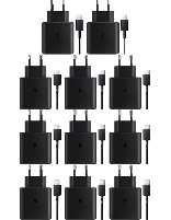 پک ده تایی آداپتور شارژ سامسونگ 45 وات مدل EP-T4510 | اورجینال (به‌همراه کابل 2 متری Type-C، دو پین)