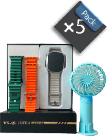 پک 5 تایی ساعت هوشمند کک ویر مدل WS-Q9 | دارای 2 بند و یک پنکه شارژی