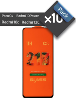 پک 10 عددی گلس گوشی شیائومی مناسب برای Redmi 10c، Redmi12c،Poco C4، Redmi 10Power فول چسب 21D