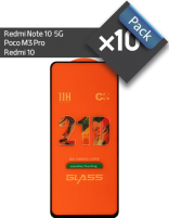 پک 10 عددی گلس گوشی شیائومی مناسب برای Note 10 5G ،Redmi 10، Poco M3 Pro فول چسب 21D