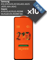 پک 10 عددی گلس فول چسب 21D مناسب برای گوشی سامسونگ و شیائومی دارای ناچ قطره‌ای (مطابق مدل‌های در تصویر)